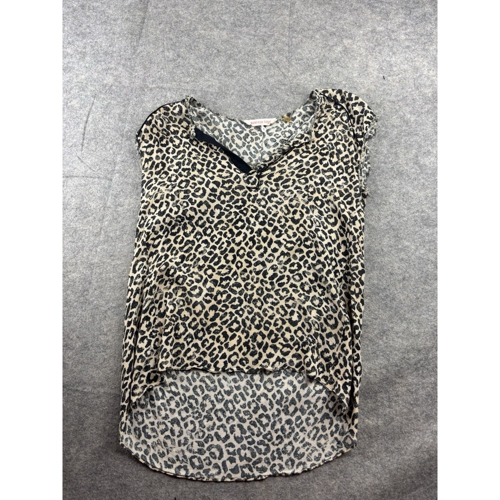 Rebecca Taylor Women's 2 Leopard Animal Print Blouse Black classy Career